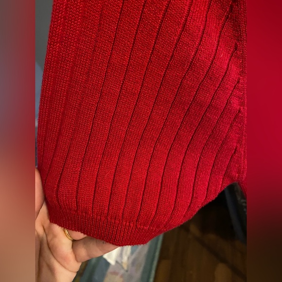 VINTAGE EAST WEST FASHIONS RED RIBBED SWEATER TSHIRT - Picture 4 of 4